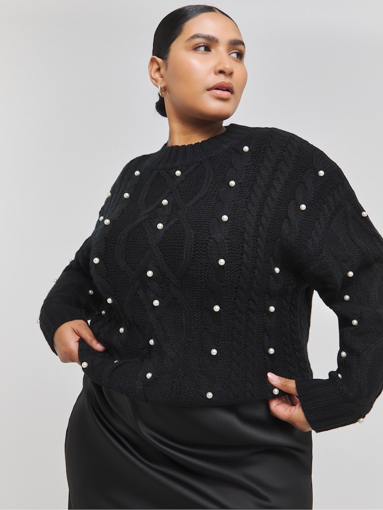 Simply Be Black Pearl Cable Jumper - Image 4 of 4