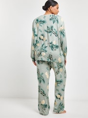 JD Williams Green Pineapple & Palm Gold Foil Print Pretty Secrets Supersoft Twosie Pyjamas - Image 2 of 4