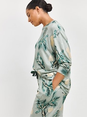 JD Williams Green Pineapple & Palm Gold Foil Print Pretty Secrets Supersoft Twosie Pyjamas - Image 4 of 4