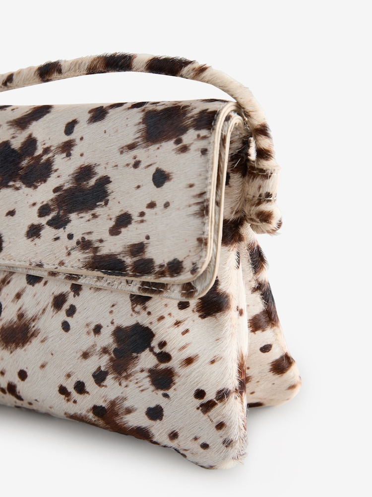 Cow Print Leather Flap Cross-Body Bag - Image 10 of 10