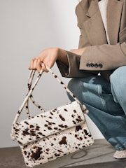 Cow Print Leather Flap Cross-Body Bag - Image 2 of 10