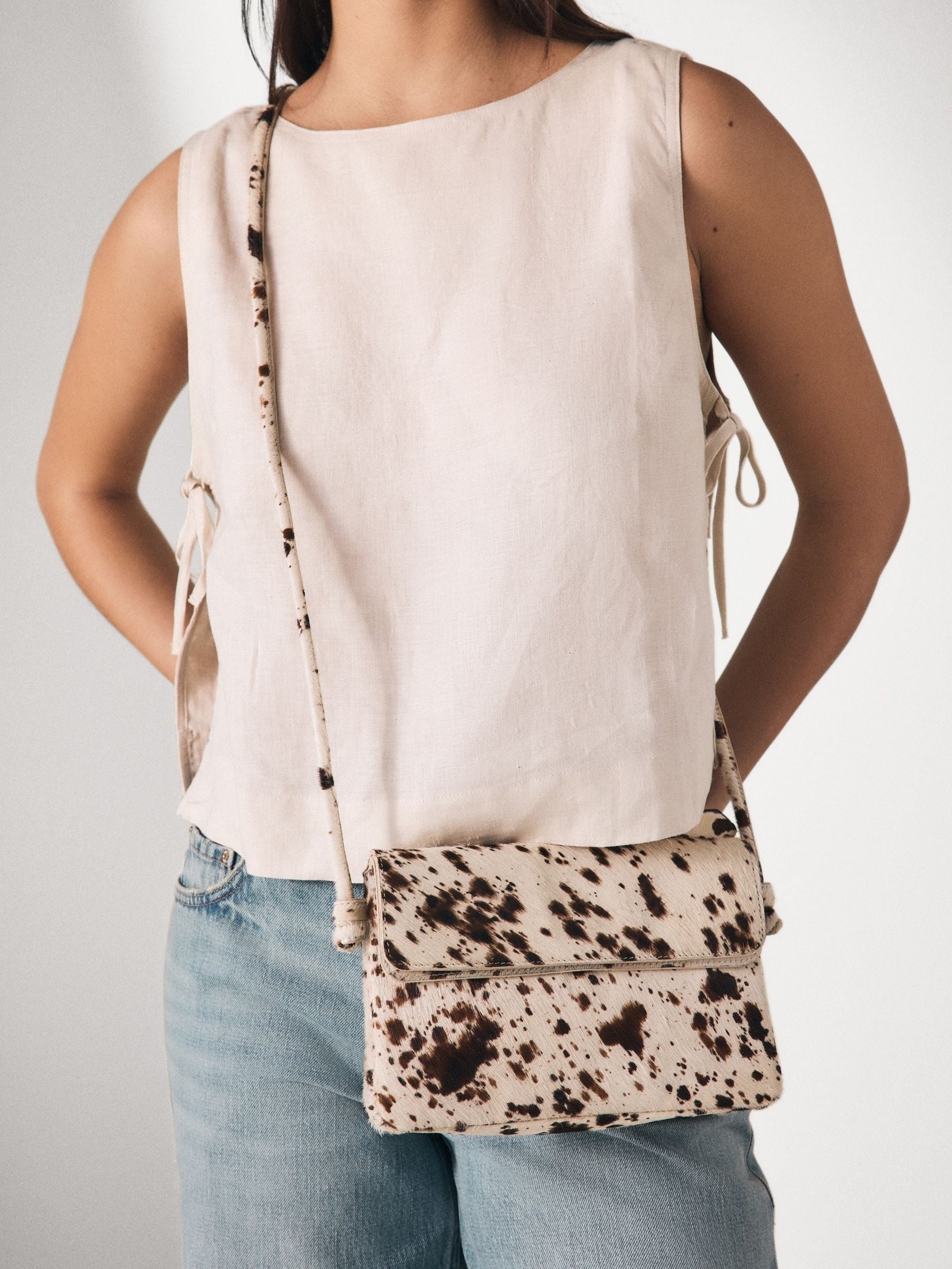 Buy Cow Print Leather Flap Cross Body Bag from Next USA