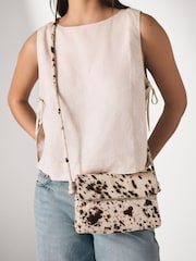 Cow Print Leather Flap Cross-Body Bag - Image 4 of 10