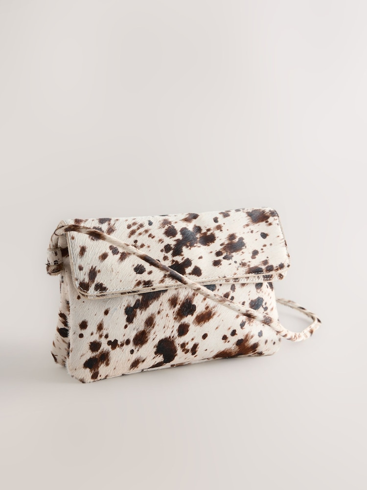 Cow Print Leather Flap Cross-Body Bag - Image 6 of 10