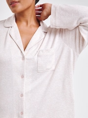 Simply Be Natural Pretty Secrets Brushed Ribbed Button Through Pyjama Set - Image 3 of 4