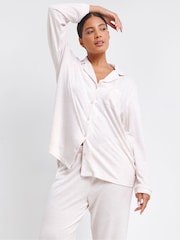 Simply Be Natural Pretty Secrets Brushed Ribbed Button Through Pyjama Set - Image 4 of 4