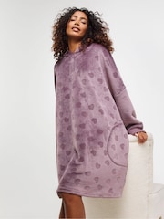 Simply Be Oversized Pretty Secrets Jaquard Bonded Hooded Dress - Image 1 of 4