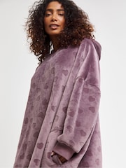 Simply Be Oversized Pretty Secrets Jaquard Bonded Hooded Dress - Image 3 of 4