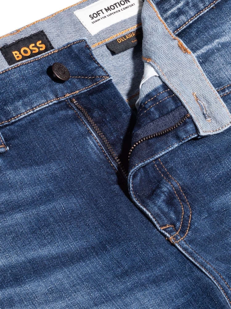 BOSS Dark Blue Delaware Regular Fit Stretch Denim Jeans - Image 4 of 4