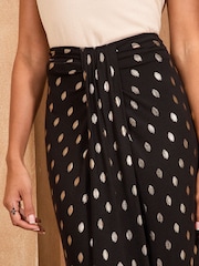 Love & Roses Black Dash Foil Printed Knot Midi Skirt - Image 2 of 4