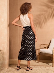 Love & Roses Black Dash Foil Printed Knot Midi Skirt - Image 3 of 4