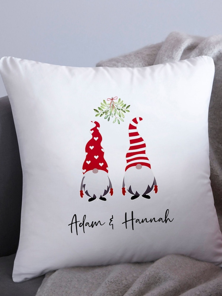 Personalised Christmas Couples Gonk 100% Cotton Cushion by Koko Blossom - Image 1 of 4