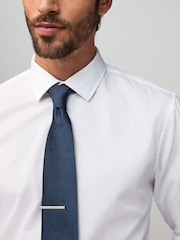 Navy Textured Tie with Tie Clip - Image 1 of 5