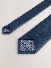 Navy Textured Tie with Tie Clip - Image 4 of 5