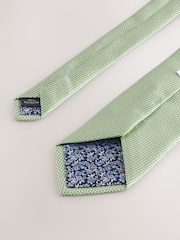 Sage Green Textured Tie with Tie Clip - Image 5 of 6