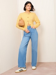 Friends Like These Yellow Cropped Button Through Cardigan - Image 3 of 4