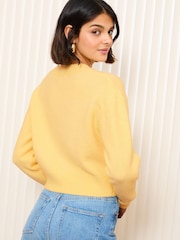 Friends Like These Yellow Cropped Button Through Cardigan - Image 4 of 4