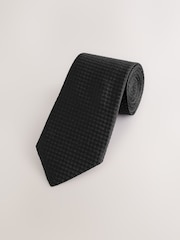 Black Signature Italian Silk Textured Tie - Image 1 of 3