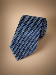 Navy/White Italian Silk Design Tie - Image 1 of 3