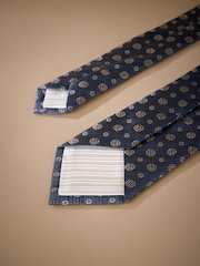 Navy Italian Silk Design Tie - Image 3 of 3