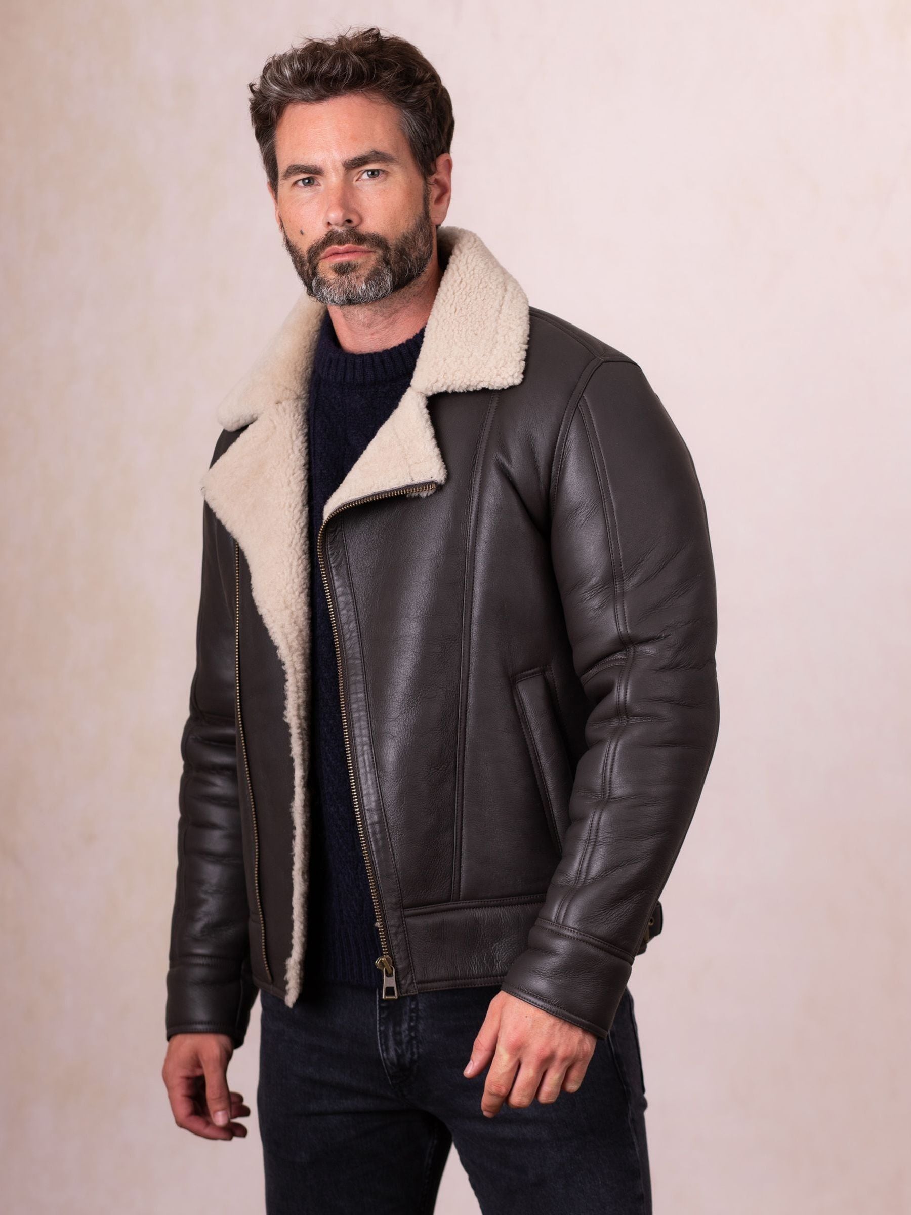 Buy Lakeland Leather Brown Javelin Sheepskin Asymmetric Zip