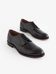 Black Wide Fit Signature Leather Sole Derby Shoes - Image 1 of 7