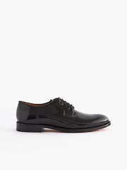Black Wide Fit Signature Leather Sole Derby Shoes - Image 2 of 7