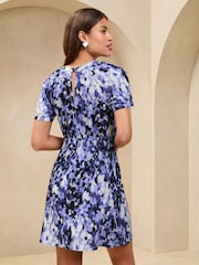 Lipsy Blue Short Sleeve Keyhole Jersey Mini Dress - Image 4 of 4
