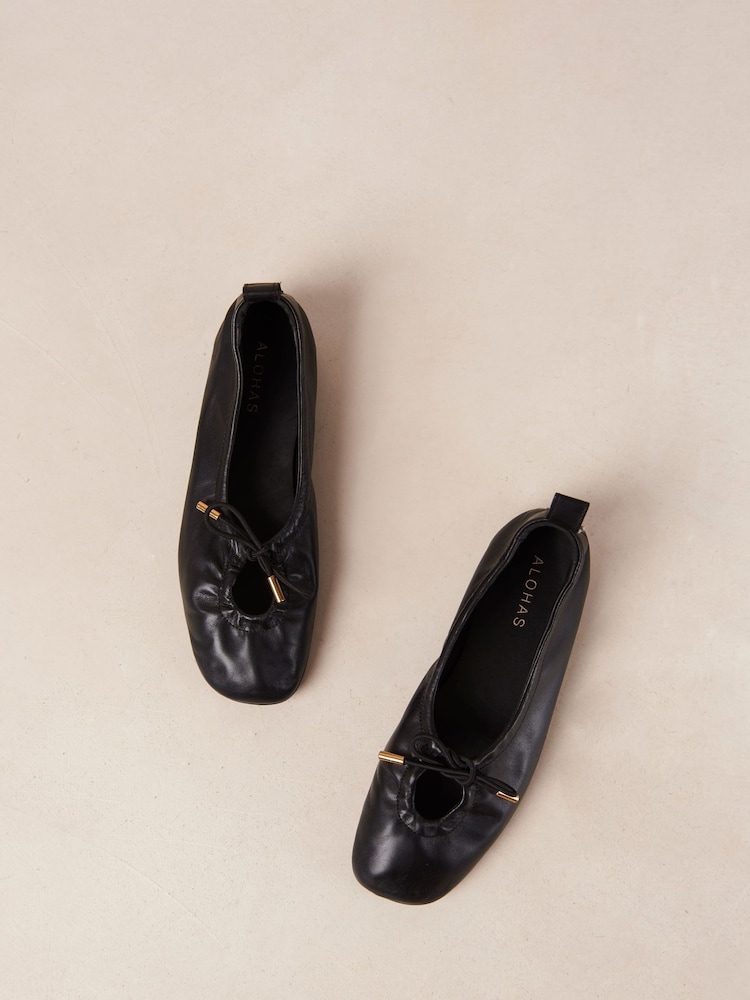 Alohas Black Rosalind Leather Ballet Shoes - Image 2 of 4
