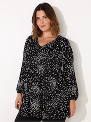 Live Unlimited Curve Heart Print Gathered V-Neck Tunic - Bild 1 von 4