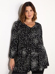 Live Unlimited Curve Heart Print Gathered V-Neck Tunic - Bild 2 von 4