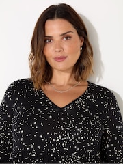 Live Unlimited Curve Heart Print Gathered V-Neck Tunic - Bild 3 von 4