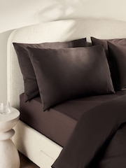 Set of 2 Chocolate Brown Cotton Rich Pillowcases - Image 1 of 2