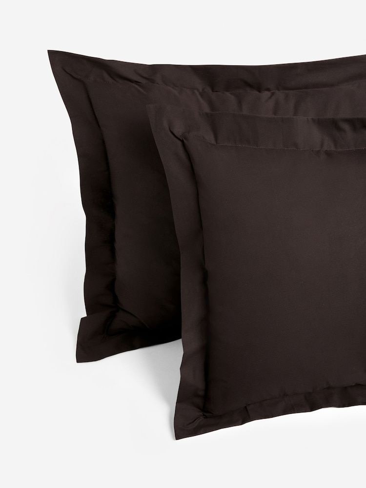 Set of 2 Chocolate Brown Cotton Rich Pillowcases - Image 2 of 2