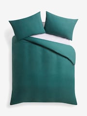Dark Teal Cotton Rich Plain Duvet Cover and Pillowcase Set - Image 4 of 4