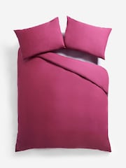 Berry Pink Cotton Rich Plain Duvet Cover and Pillowcase Set - Image 4 of 4