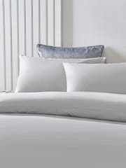 Silver Cotton Rich Plain Duvet Cover and Pillowcase Set - Image 2 of 3