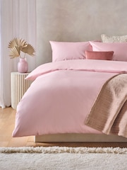 Blush Pink Cotton Rich Plain Duvet Cover and Pillowcase Set - Image 1 of 4
