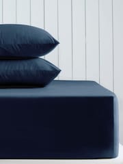 Navy Blue Cotton Rich Extra Deep Fitted Sheet - Image 1 of 2