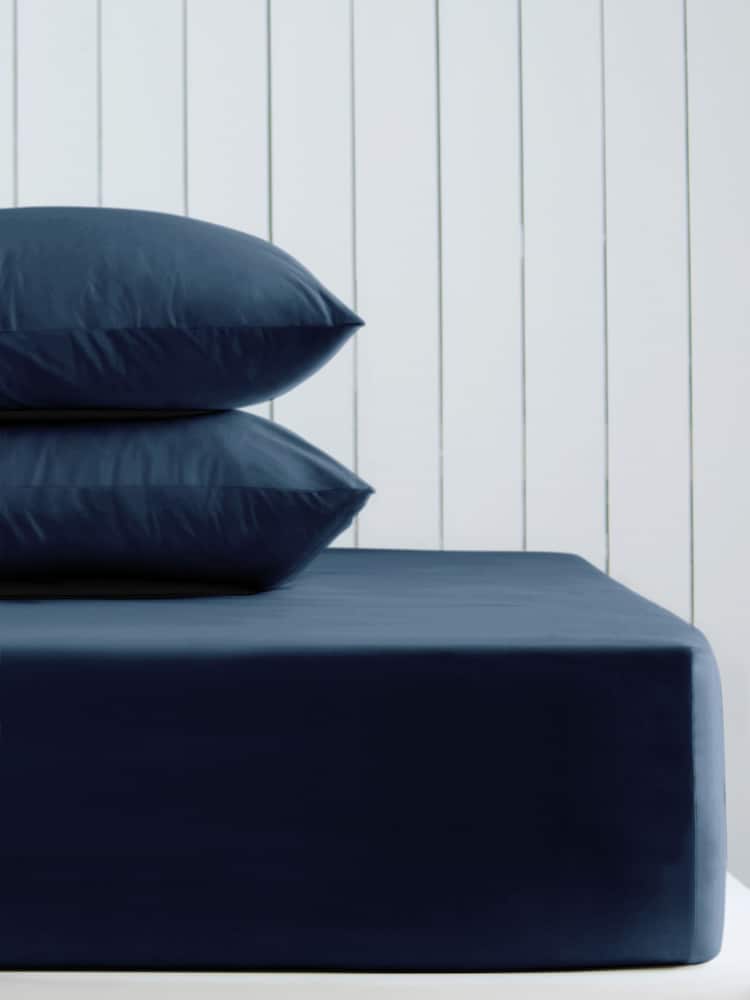 Navy Blue Cotton Rich Deep Fitted Sheet - Image 1 of 2