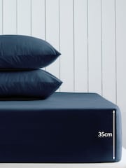 Navy Blue Cotton Rich Deep Fitted Sheet - Image 2 of 2