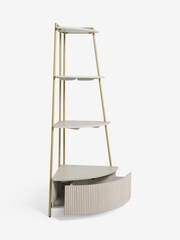Light Grey Valencia Marble Mango Wood Corner Shelf - Image 7 of 8