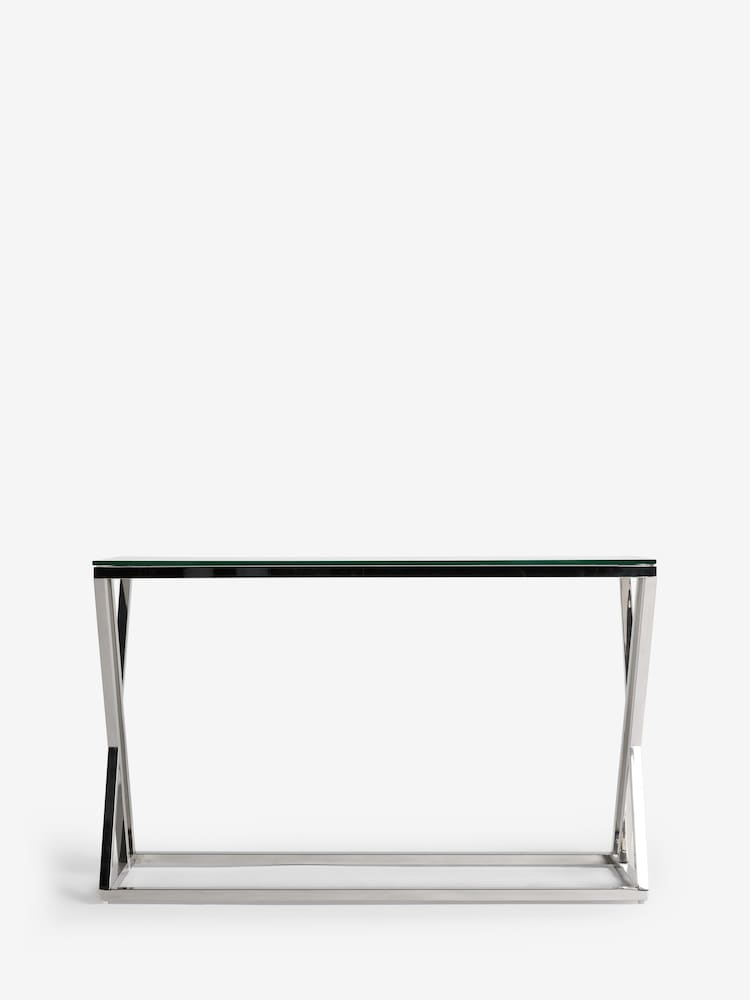 Silver Lucia Chrome Console Table - Image 1 of 3 Silver Lucia Chrome Console Table - Image 1 of 3