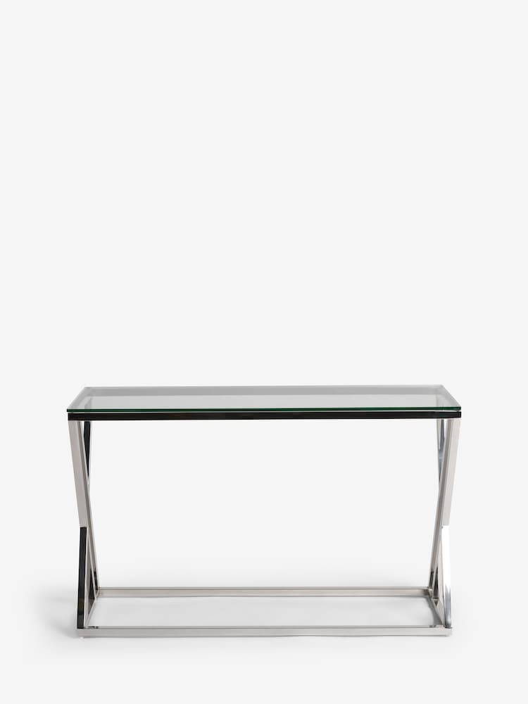 Silver Lucia Chrome Console Table - Image 2 of 3 Silver Lucia Chrome Console Table - Image 2 of 3