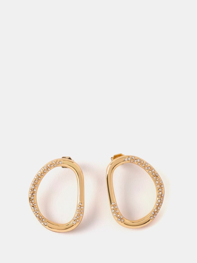 Mint Velvet Gold Tone Crystal Hoop Earrings - Image 1 of 2