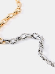 Mint Velvet Gold Tone Mixed Metal Hammered Chain Necklace - Image 3 of 4