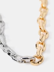 Mint Velvet Gold Tone Mixed Metal Hammered Chain Necklace - Image 4 of 4