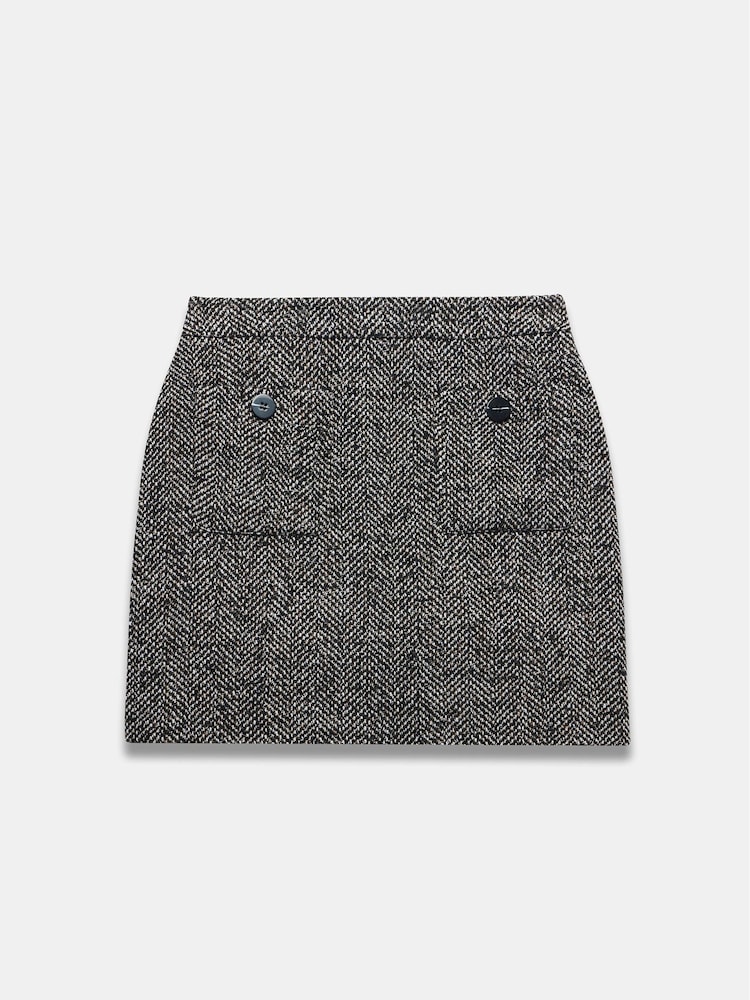 Mint Velvet Cream Textured Tweed Mini Skirt - Image 6 of 6
