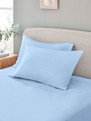 Set of 2 Light Blue Pure 144 Thread Count 100% Cotton Pillowcases - Image 1 of 5