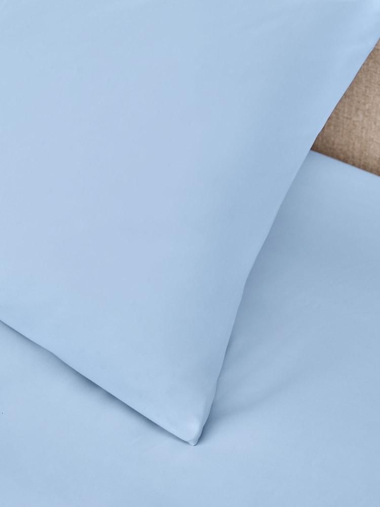 Set of 2 Light Blue Pure 144 Thread Count 100% Cotton Pillowcases - Image 2 of 5